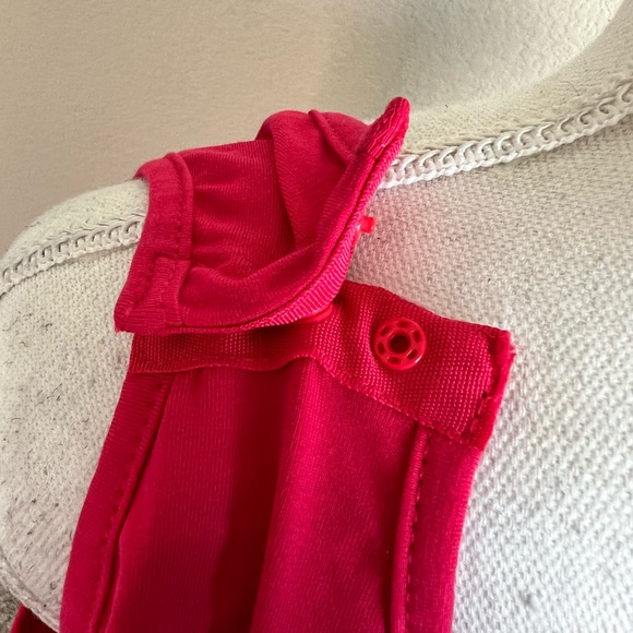 Hot Pink Harness Strappy Choker Plunge V-Neck Tank Bodysuit - Picture 7 of 11